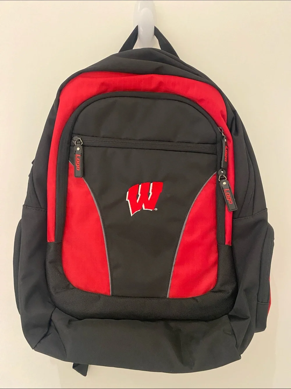 Like New Logo University Of Wisconsin Black and Red Backpack